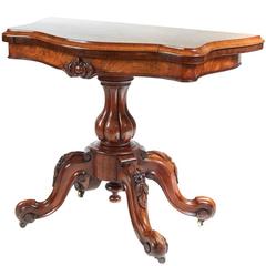 Victorian Burr Walnut Card Table
