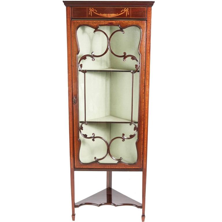 Edwardian Mahogany Inlaid Corner at 1stdibs