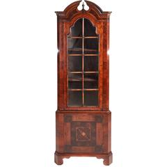 Queen Anne Style Burr Walnut and Oyster Wood Corner Cabinet 3