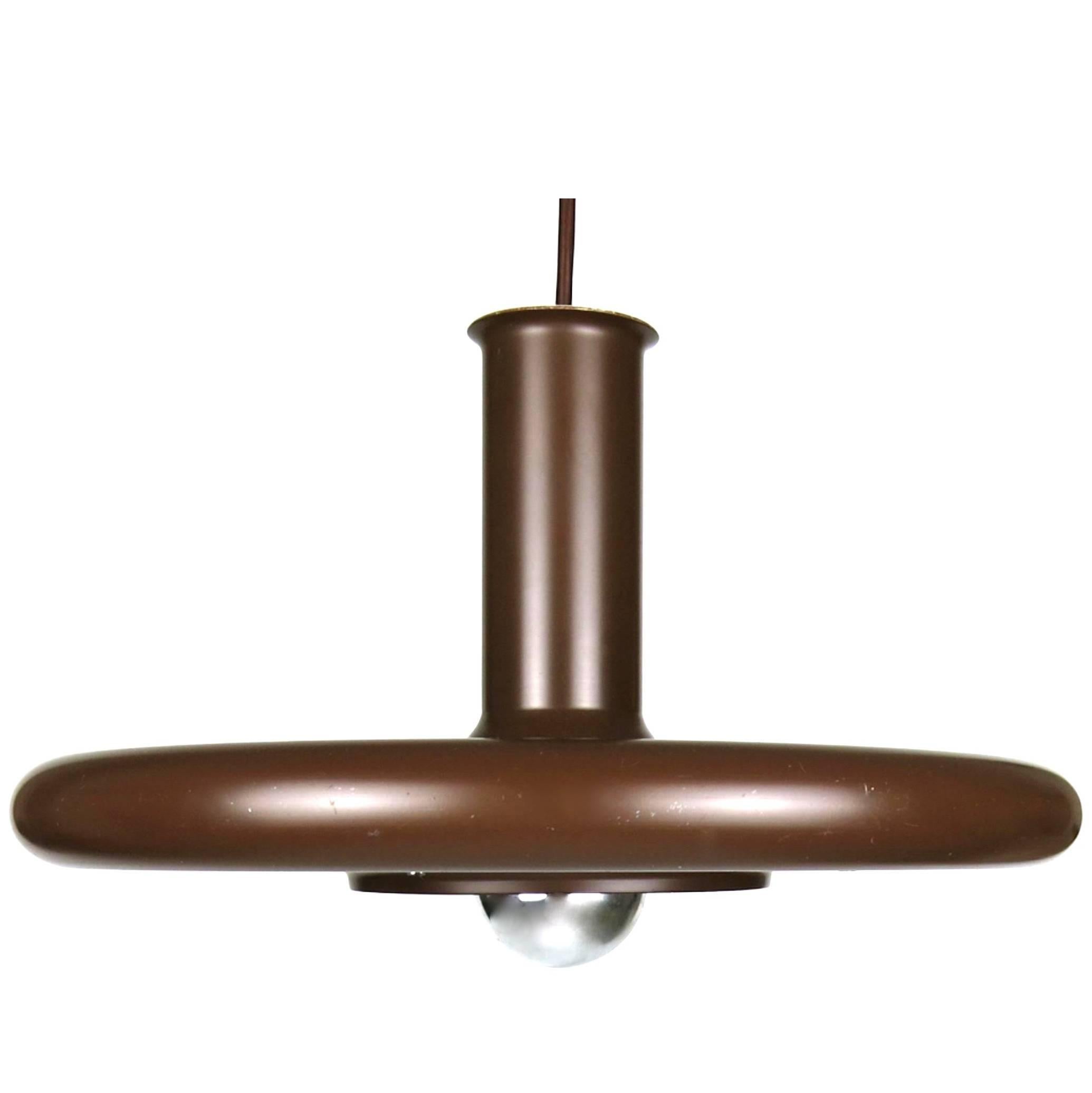 Danish Mid-Century Brown UFO Optima Lamp by Hans Due for Fog 
Mørup For Sale