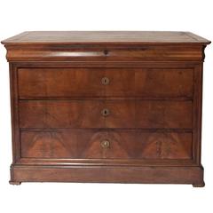 French Louis-Philippe Style Walnut Commode with Drawers and Pull-Out Desk