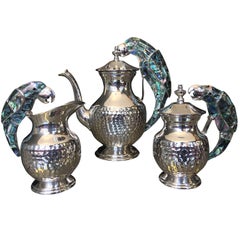 Tea Service Set in Silver and Abalone by Los Castillo