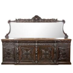 Huge Antique Sideboard Oak Credenza Victorian Carved Oak Sideboard, B540