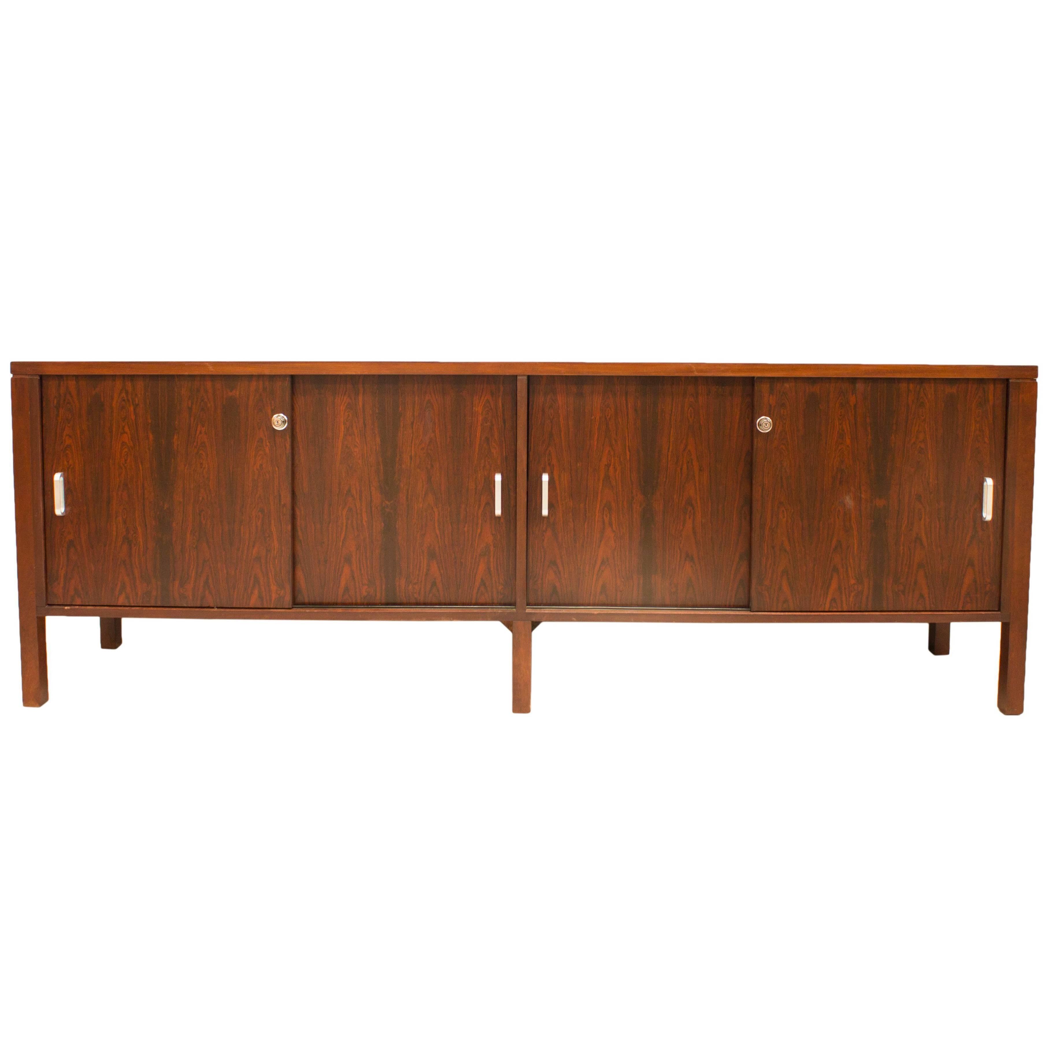 Solid Mahogany Danish Mid-Century Sideboard Media Unit Credenza For Sale