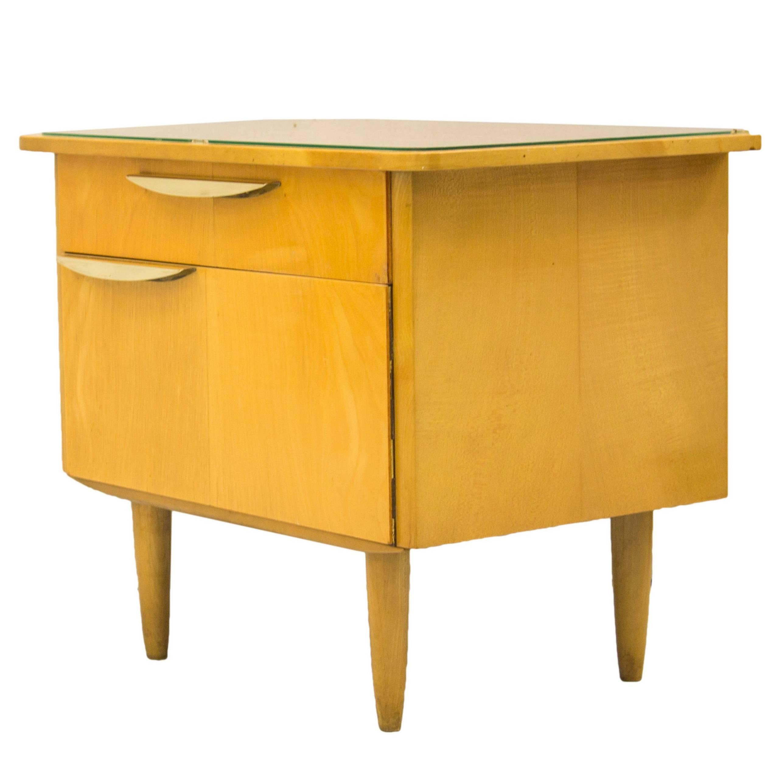 Pair of Italian Mid-Century Sycamore Bedside Tables Gloss