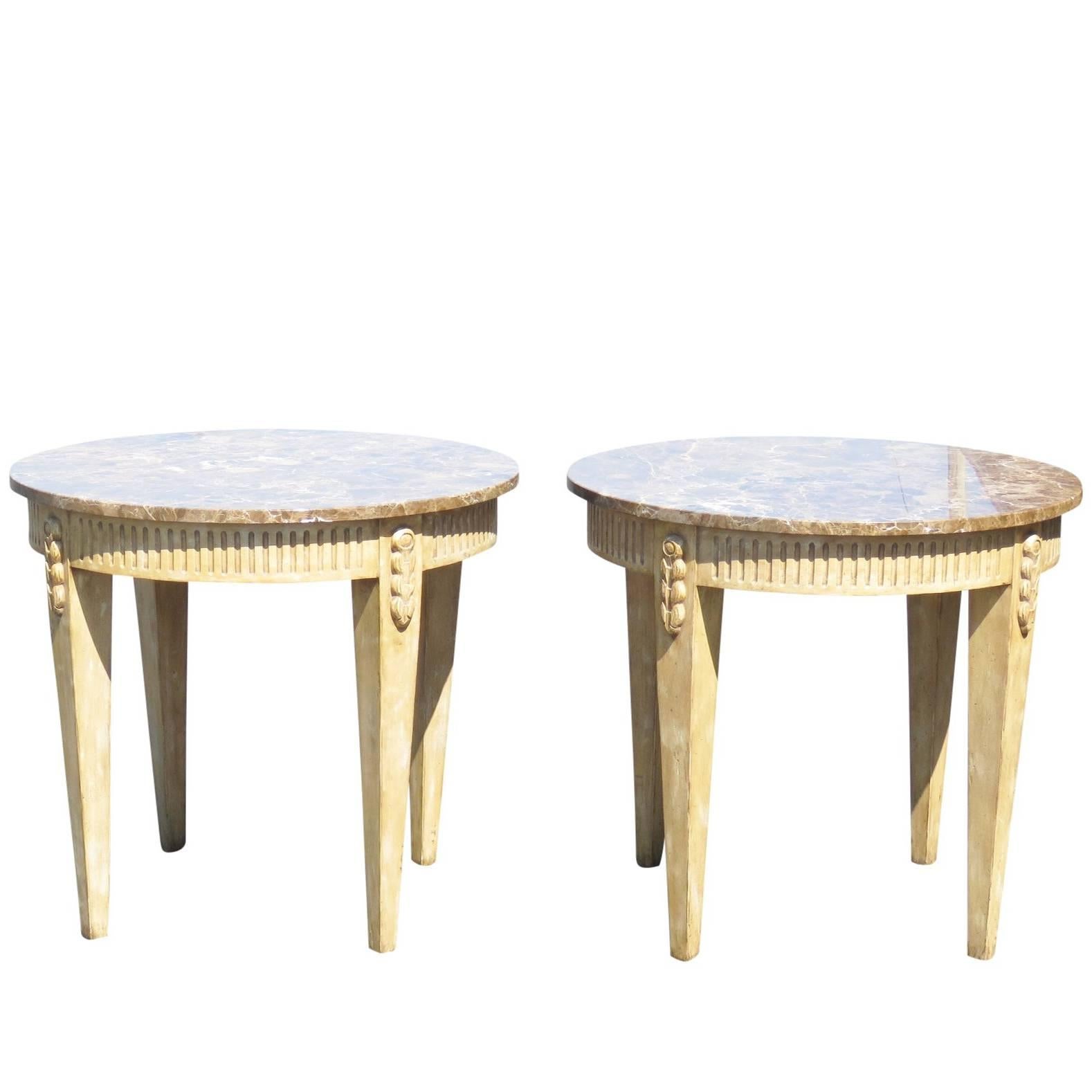 Pair of Directoire Style Marbletop Side Tables