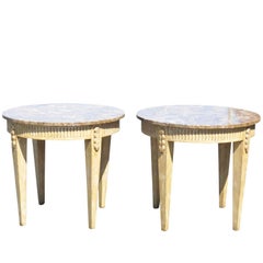Pair of Directoire Style Marbletop Side Tables Pair of Directoire Style Marbletop Side Tables