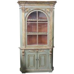 18th Century Empire Style Distressed Painted Corner Cabinet 7