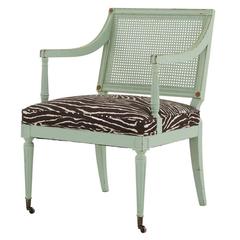 Mid-Century Green Cane Chair