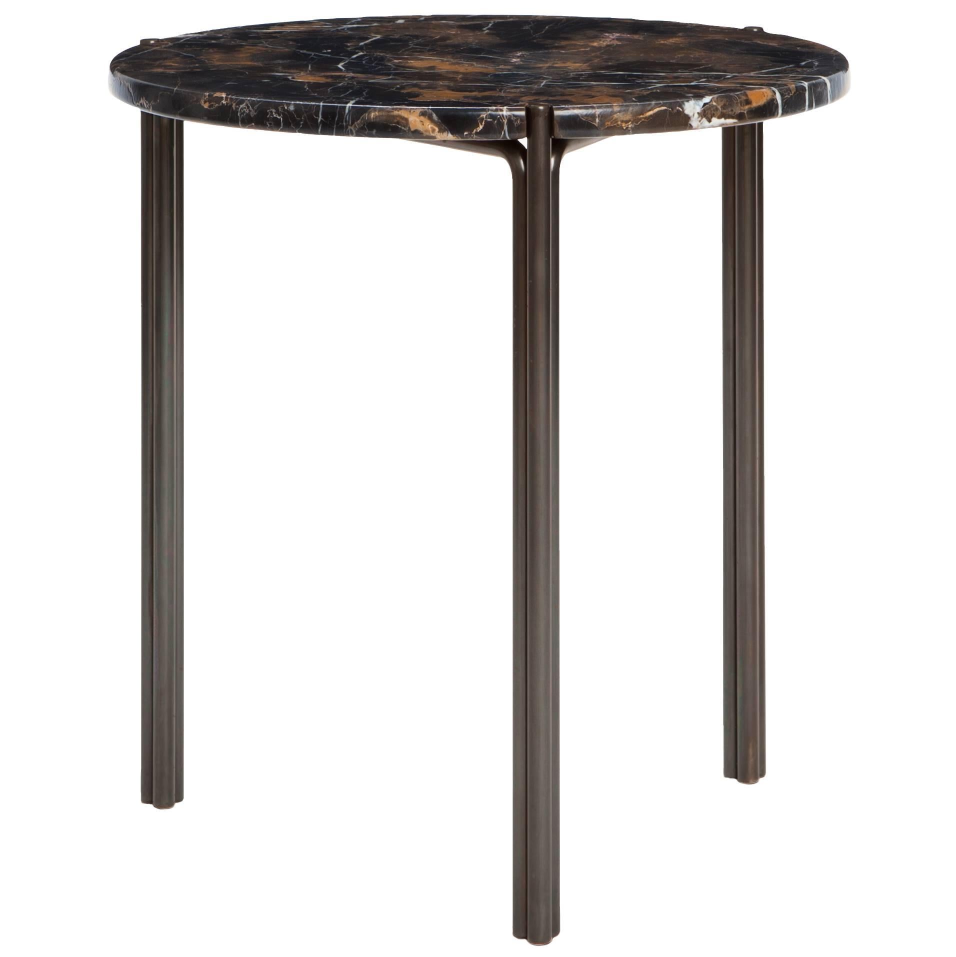 CA16S Contemporary Handcrafted Minimalist Modern Side Table with Stone Top For Sale