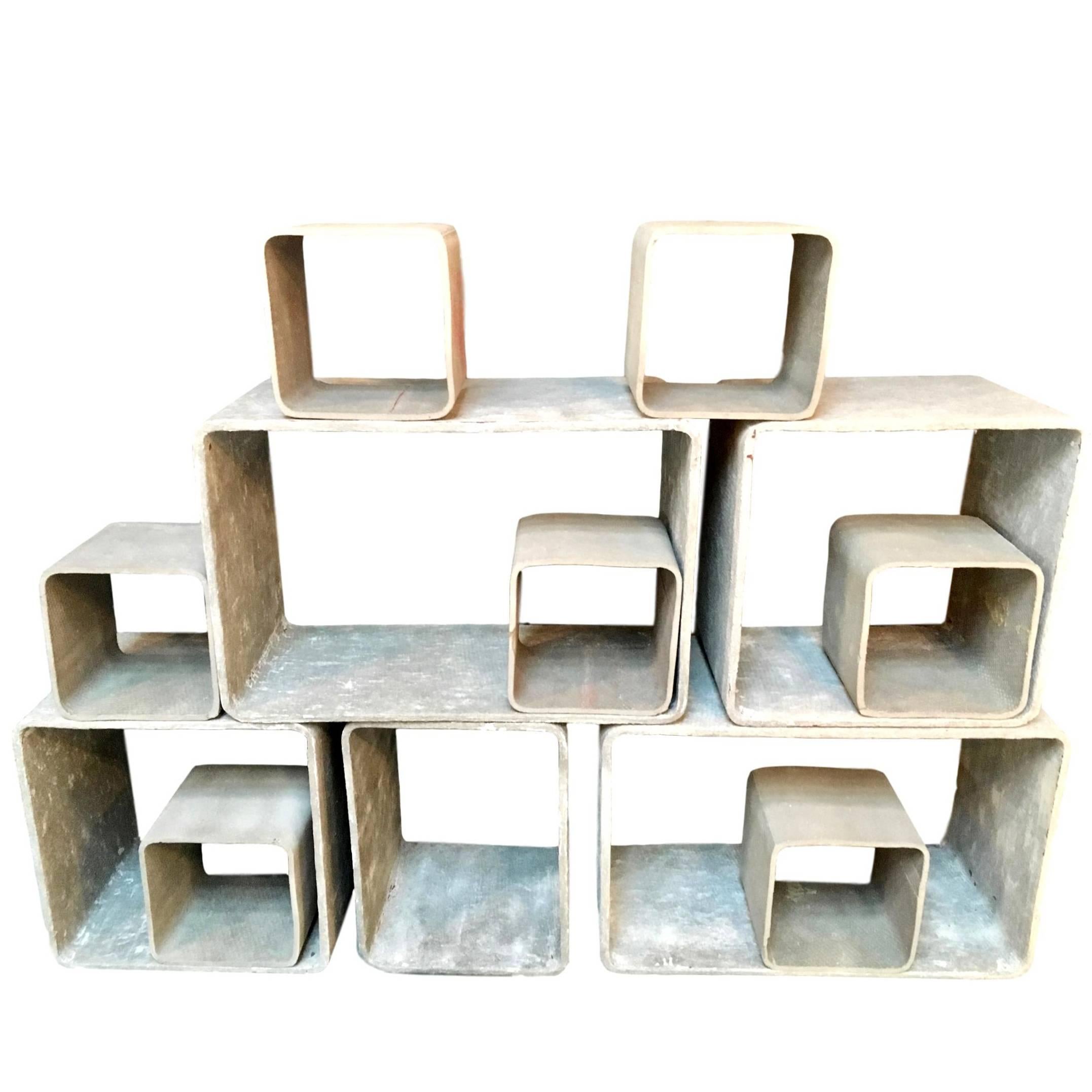 12 Piece Willy Guhl Modular Cement Bookcase