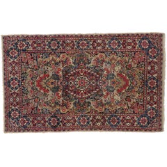 Antique Persian Kerman Rug with French Rococo Style, Small Persian Accent Rug