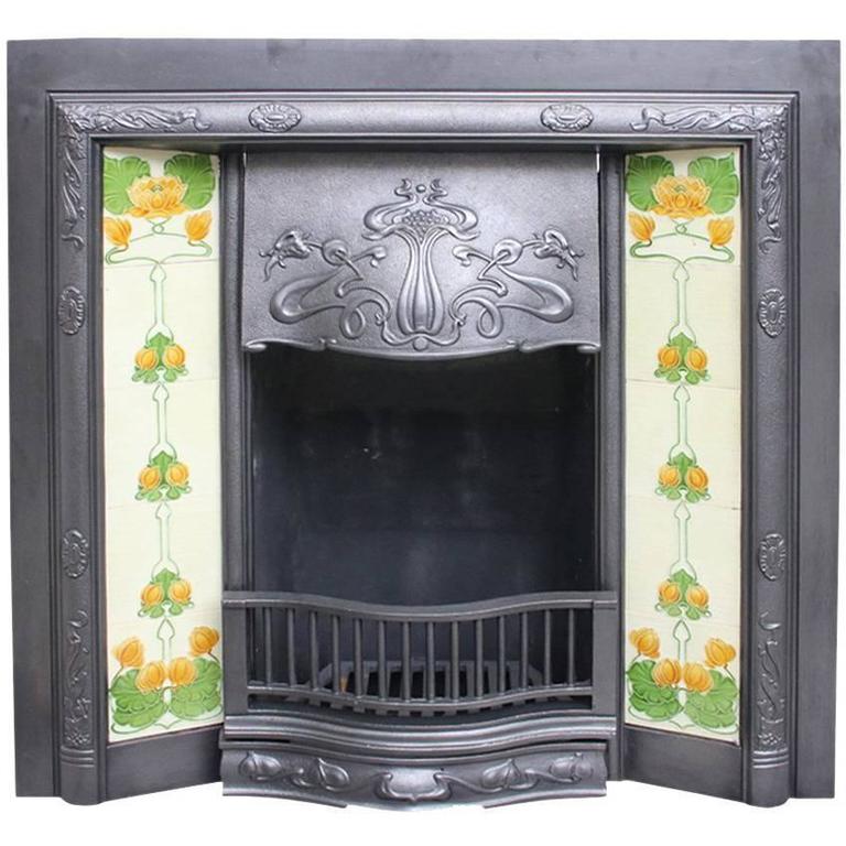 Antique Edwardian Art Nouveau Cast Iron Fireplace Grate At 1stdibs