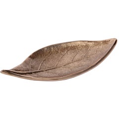 Decorative Handmade Cast Bronze Leaf Also Used as Candle Holder