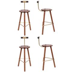 Erickson Aesthetics Set of Four Walnut Stools