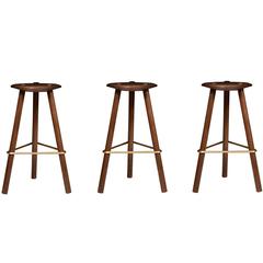 Erickson Aesthetics Set of Three Walnut Stools