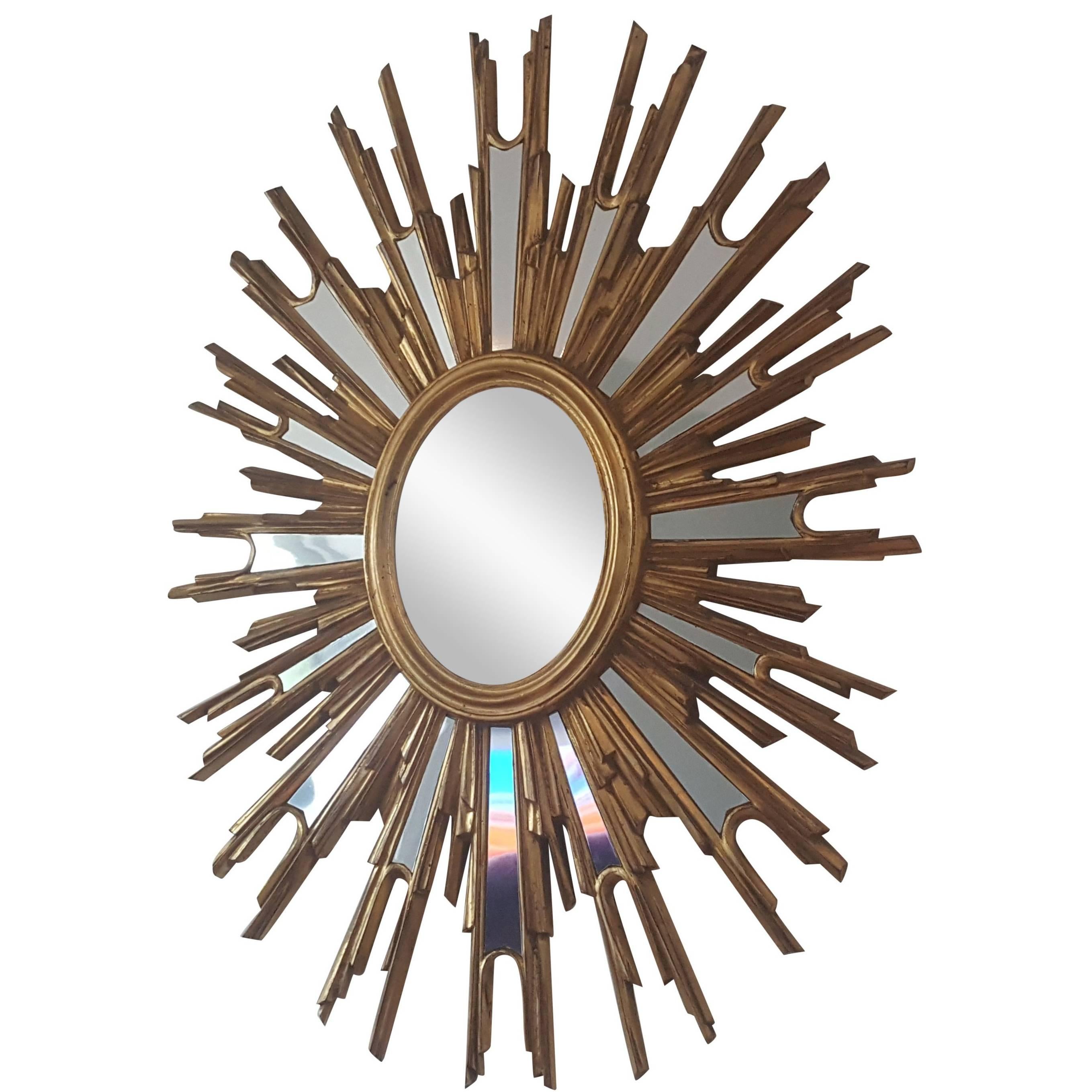French Extra Large Sunburst Mirror For Sale