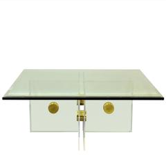 Lucite and Brass Bolt Coffee Table