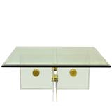 Lucite and Brass Bolt Coffee Table