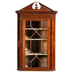 George III Period Mahogany Glazed Corner Cupboard with a Broken Arch Pediment 5