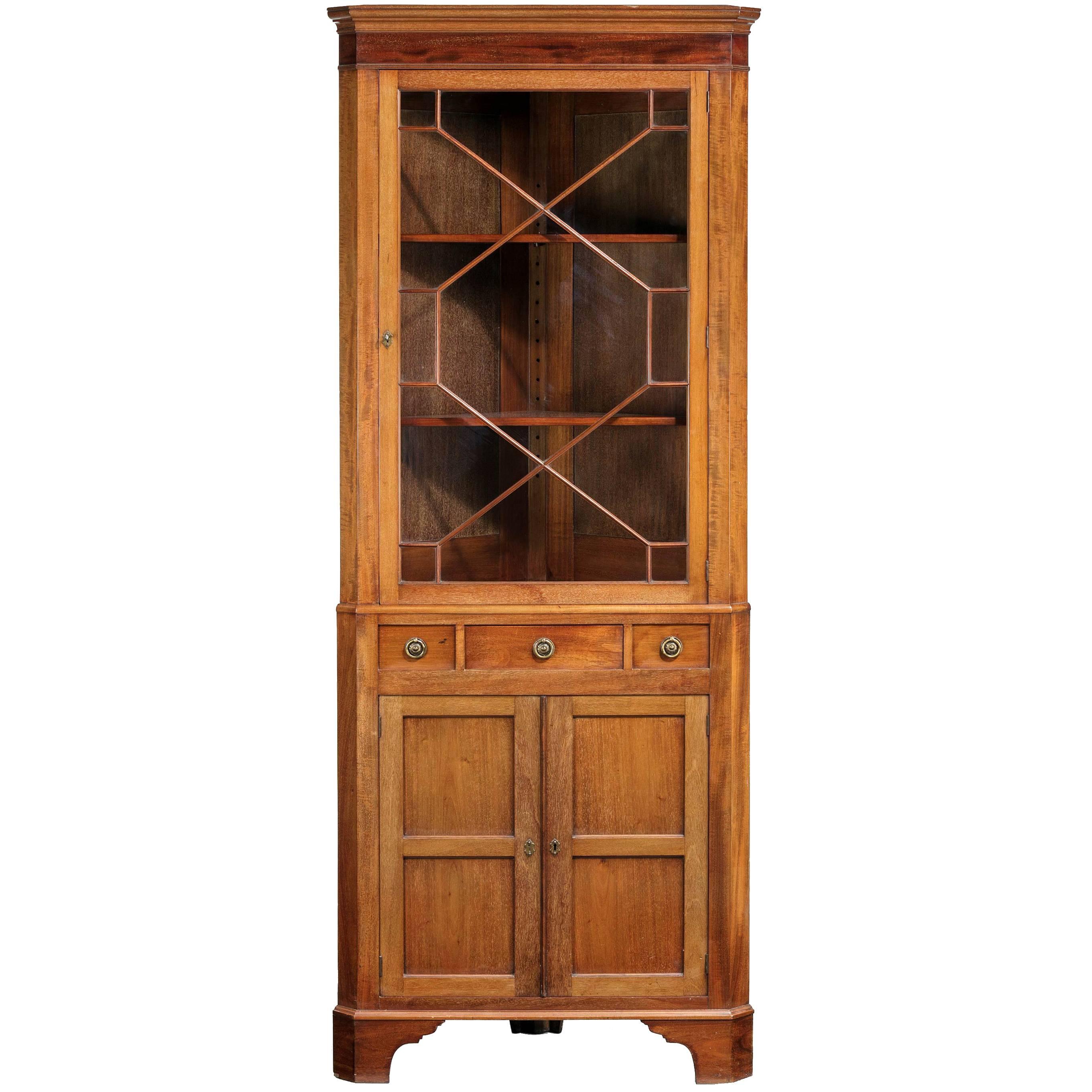 Late 19th Century Mahogany Two Section, Double Corner Cupboard