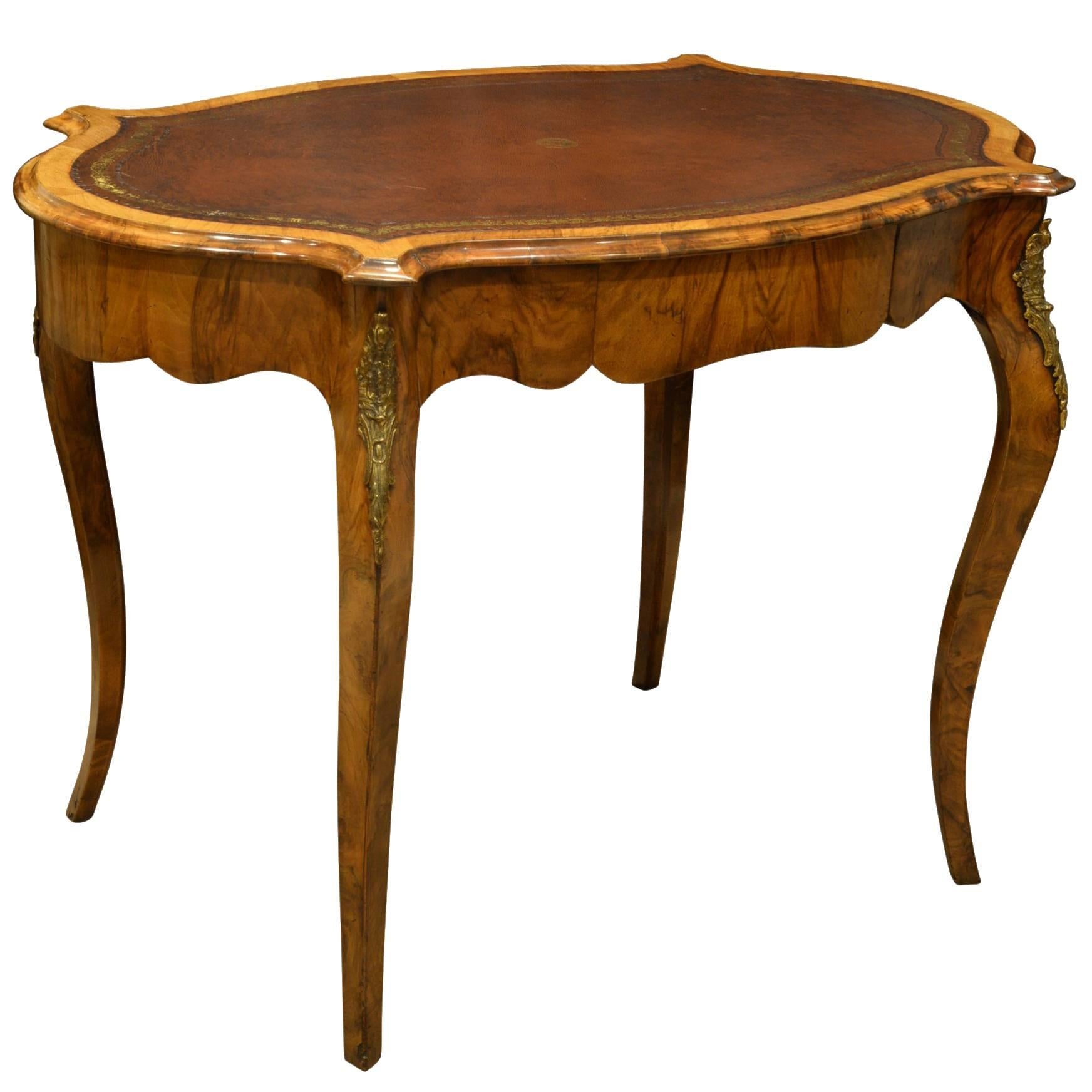 19th Century Burr Walnut Writing Table For Sale