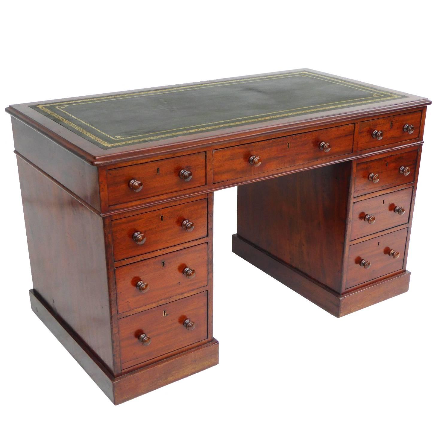 Victorian Mahogany Pedestal Desk by Holland & Sons