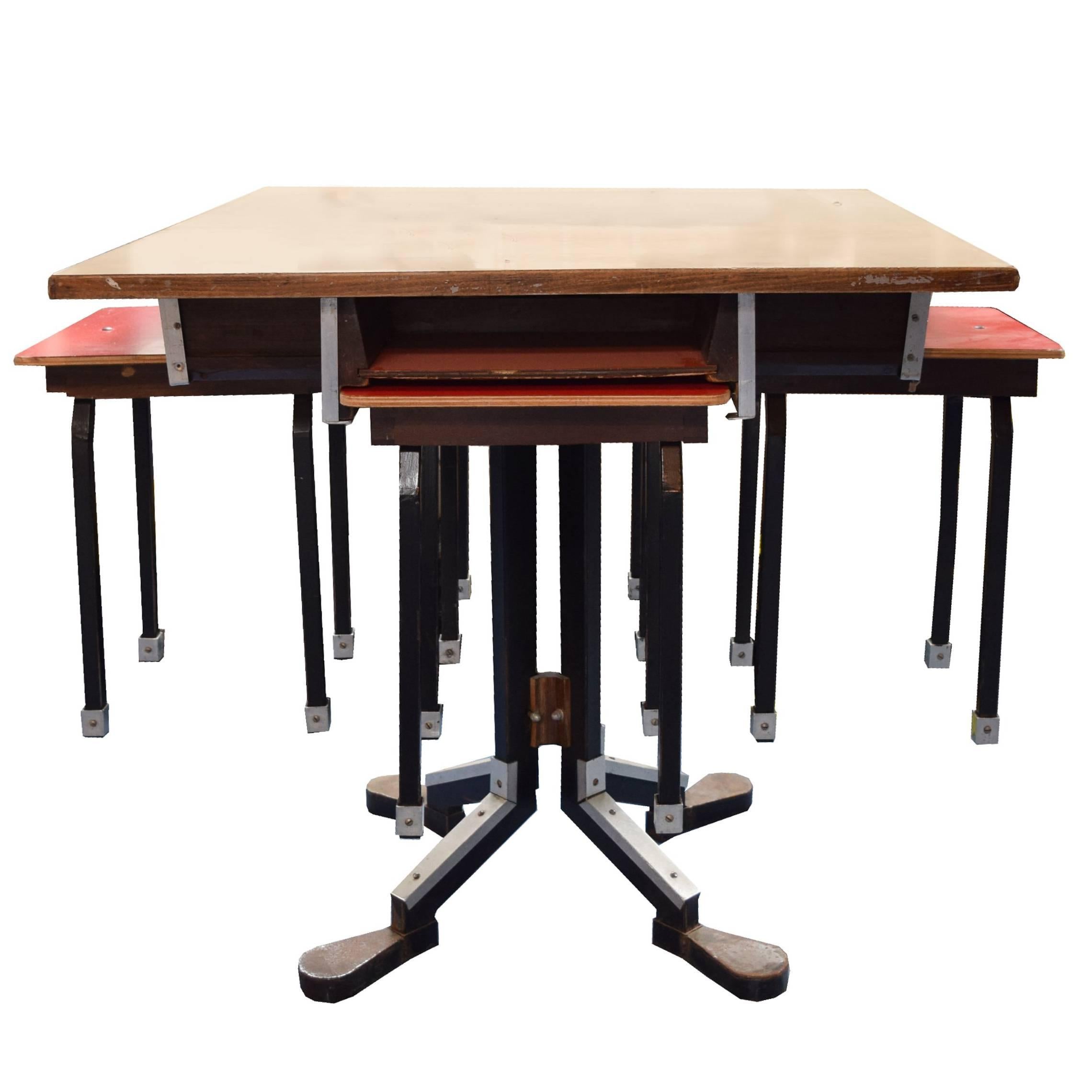 German Cafe Table and Stools For Sale