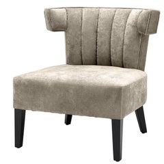 Sander L Chair with Greige Velvet Fabric or Black Cashmere