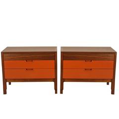 Pair of John Stuart Wood and Lacquer Nightstands or End Tables