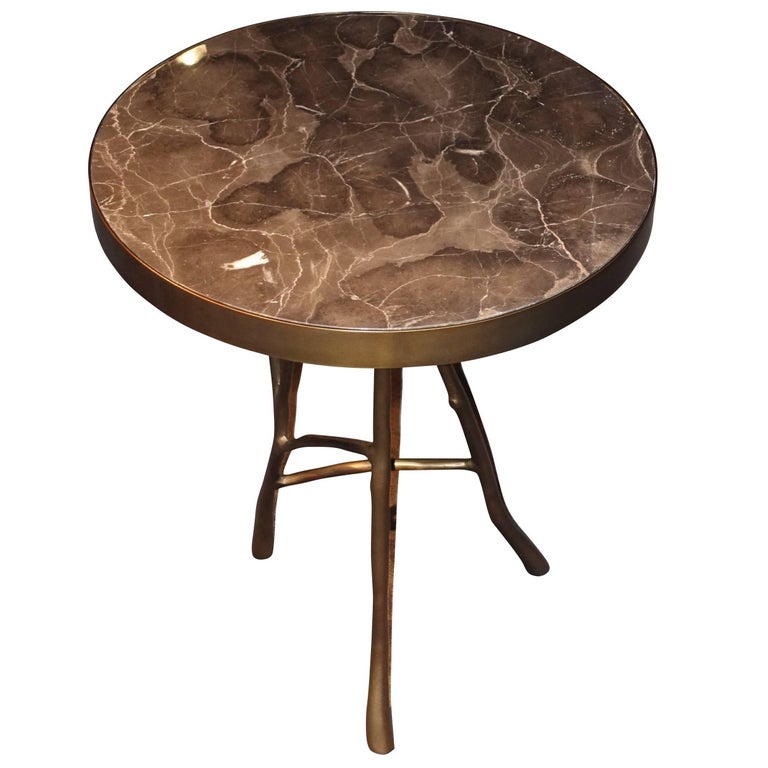 Taupe Round Marble Top Side Table, Round Table Belgium