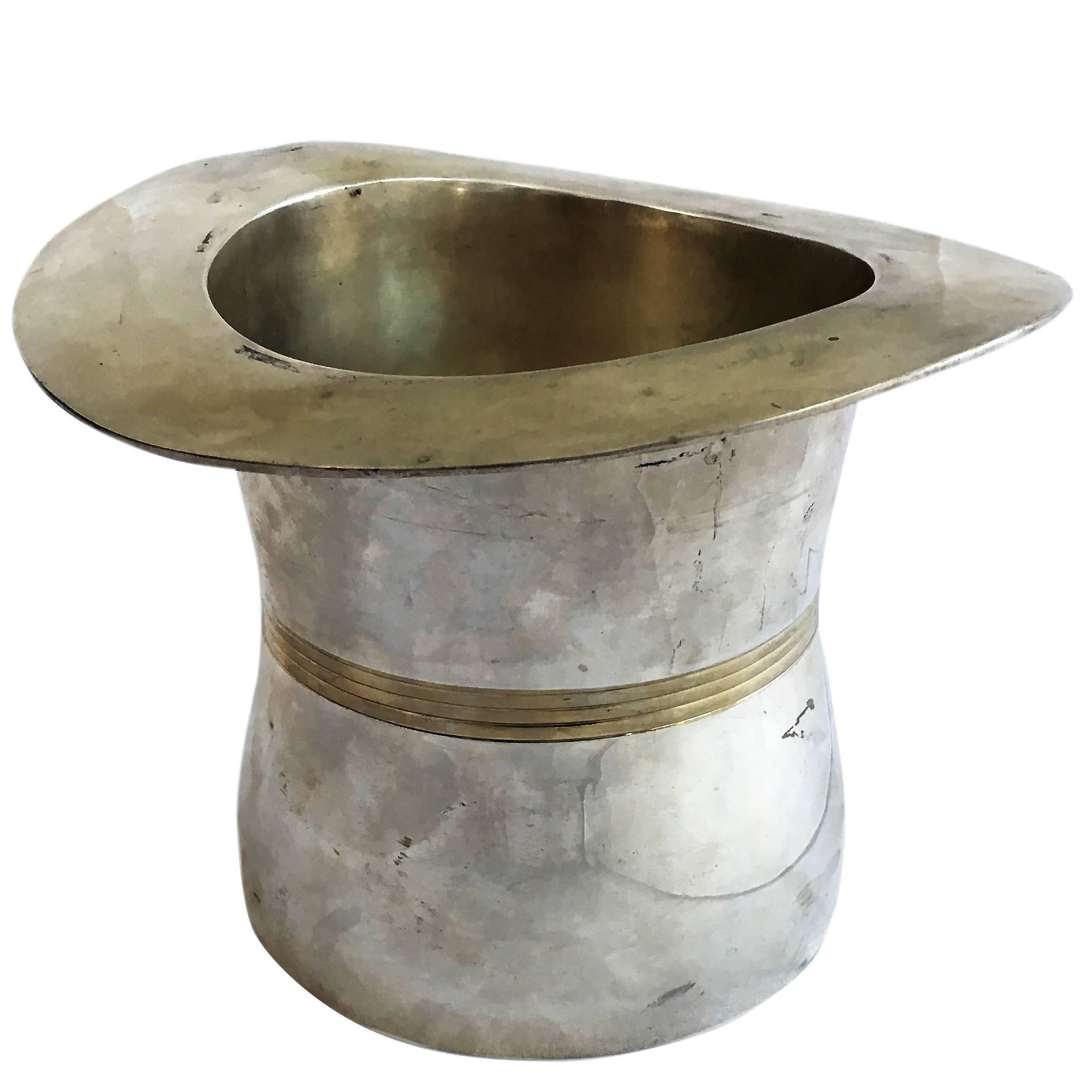 20th Century Silver Plated Top Hat Ice Top Hat Bucket