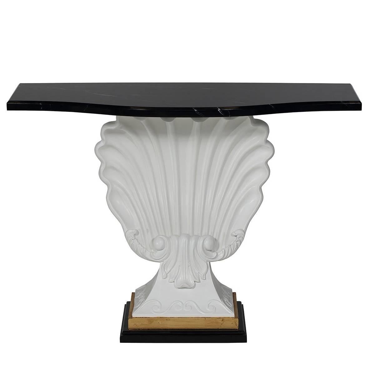 Black and White Shell Console Table For Sale