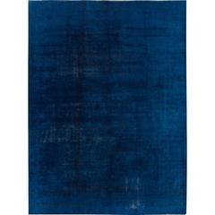 Blauer Overdyed-Teppich im Used-Stil in Blau