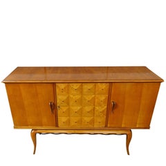 Three-Door Decorative Raised Center Panel Credenza, Italy, 1940s