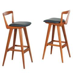 Pair of Henry Rosengren Hansen Teak Bar Stools for Brande Møbelindustri