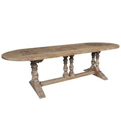 French Baluster Leg Oval Farm Table, Trestle Table