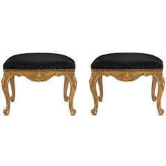 Pair of Italian 19th Century Louis XV Style Giltwood Stools