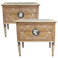 Late 18th Century Pair of Italian Neoclassical Chests of Drawers in Painted Wood