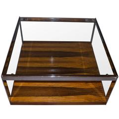 20th Century Chrome, Rosewood and Glass Coffee Table