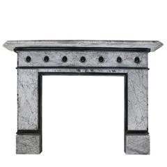 Large Late Victorian Striated Grey Marble Fire Surround 3