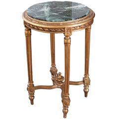 French 19th Century Louis XVI Gold Gilt Marble Top Table 12