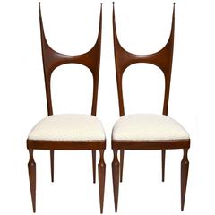 Pozzi and Verga Sculptural Wooden Chairs, Italy, 1950, Pair 8