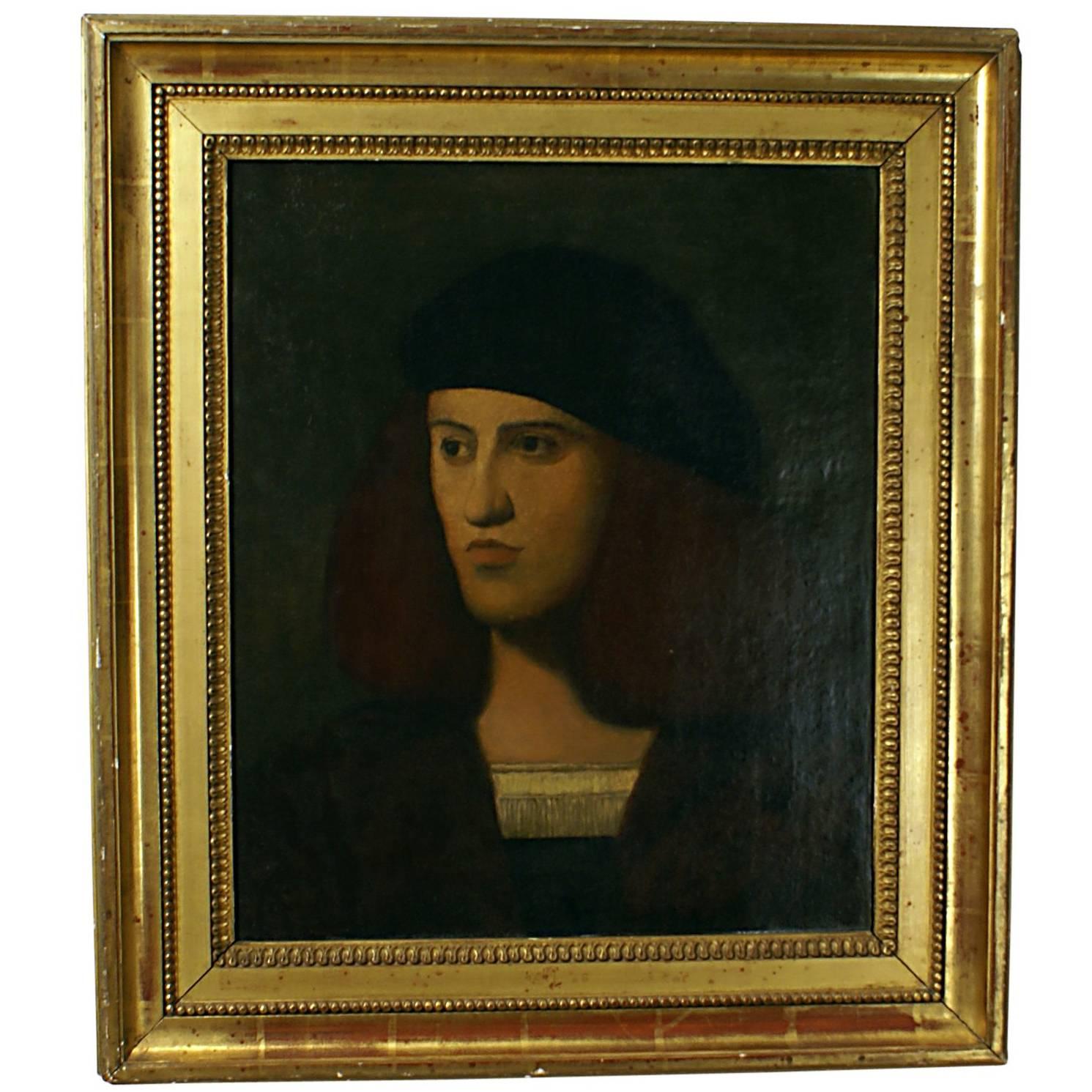 Italian Renaissance Style Portrait of a Young Man ex Fogg Museum Later Frame