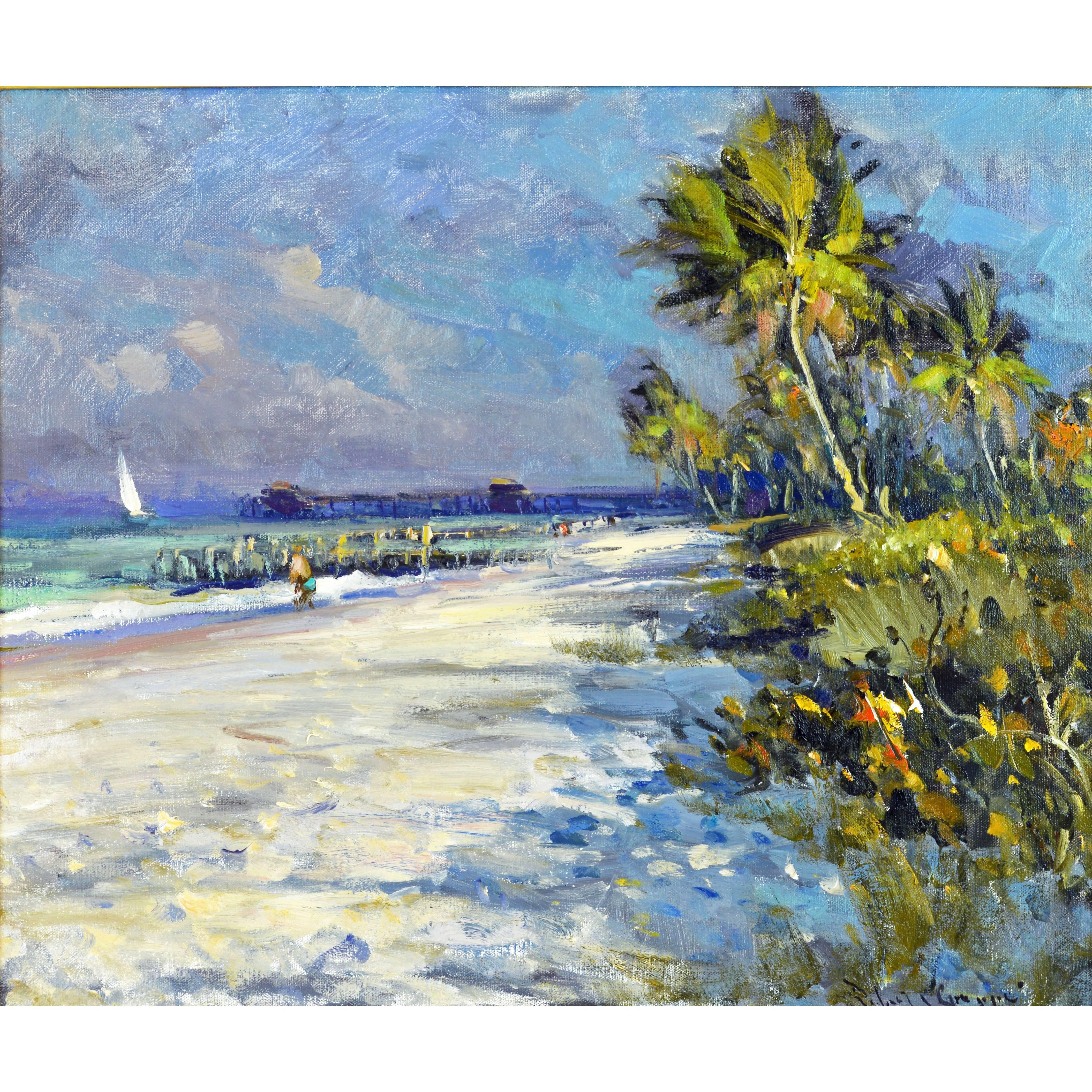 'Tropical Beach' Florida Impressionism by Robert C. Gruppe, American