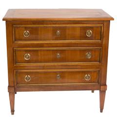 French Walnut Three-Drawer Commode with Clean Lines and Tapered Legs, circa 1940 6