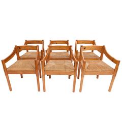 Set of Six Vico Magistretti Carimate Chairs for Cassina