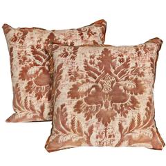 Pair of Fortuny Fabric Cushions in the Glicine Pattern