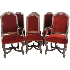 Six Italian Style Carved Dining Chairs