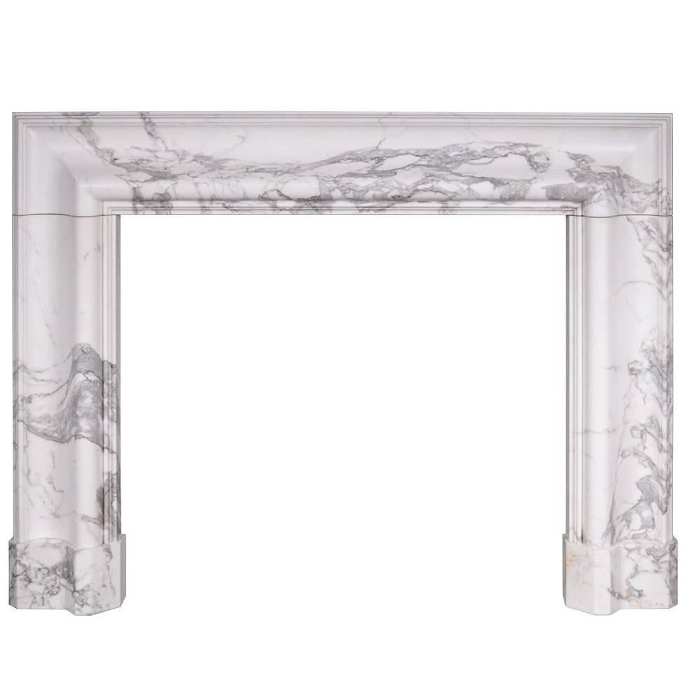 "5th Avenue" Louis XIV Style "Bolection" Fireplace in Calacatta Marble For Sale